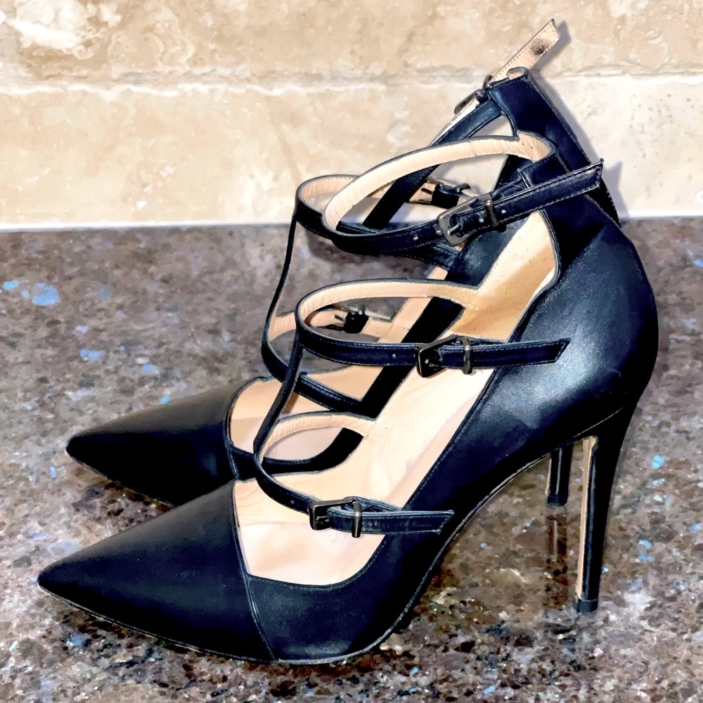 Anthropologie, Pura Lopez black cage heels